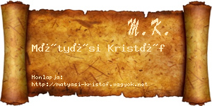Mátyási Kristóf névjegykártya